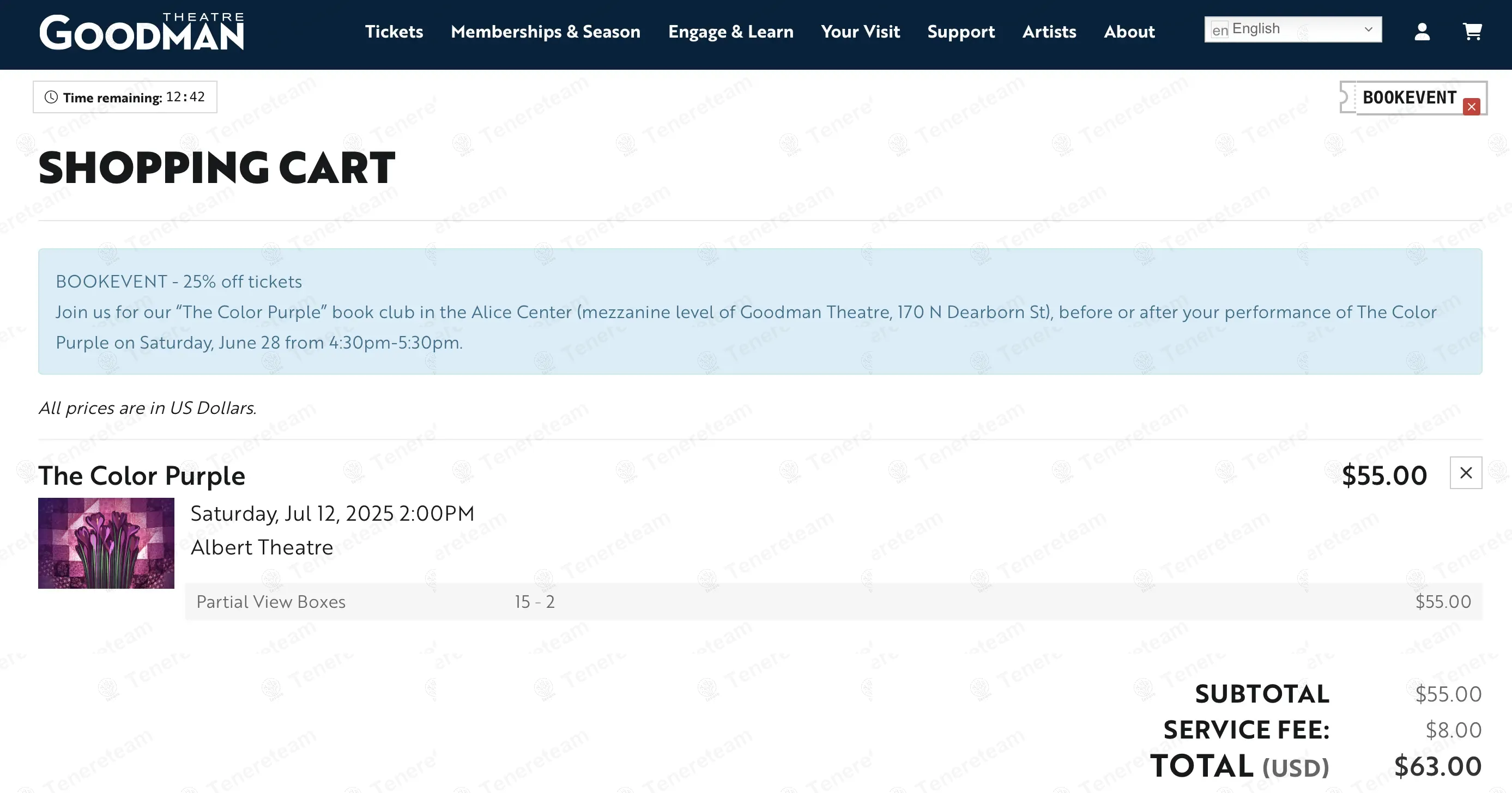 Goodman Theatre coupon code: 25% off with BOOKEVENT. Tested and valid as 9 months ago.