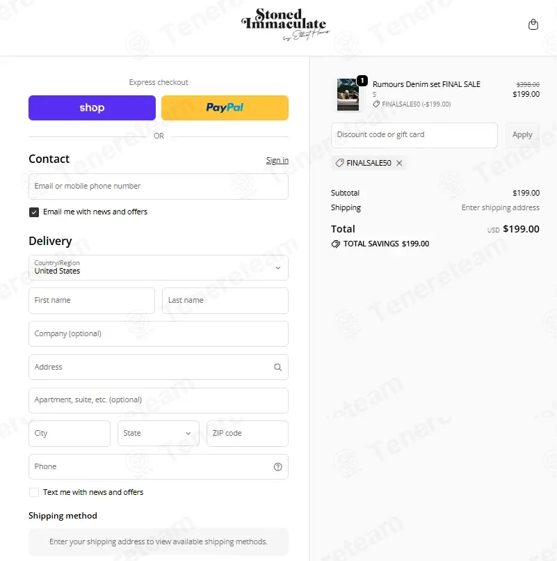 Stoned Immaculate Clothing coupon code: 50% off with FINALSALE50. Tested and valid as 1 week ago.