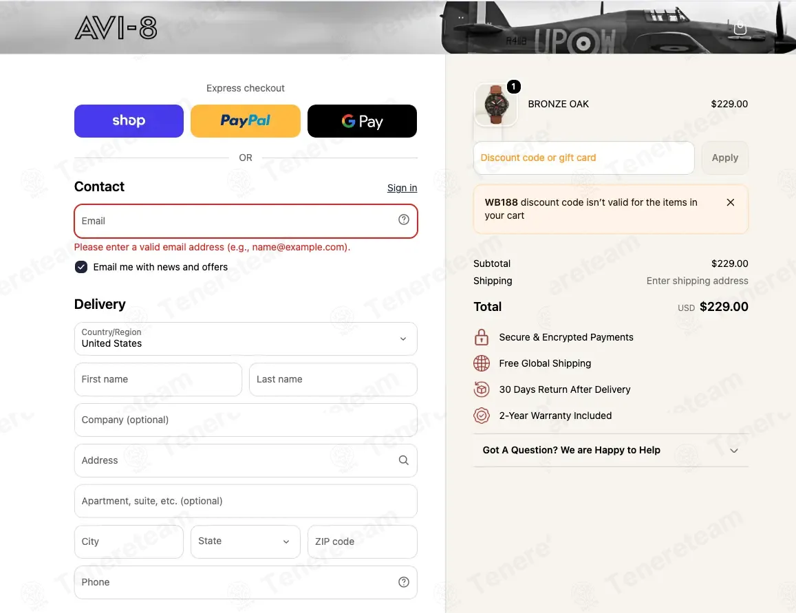 AVI 8 UK coupon code: 20% off with WB188. Tested and valid as 1 week ago.