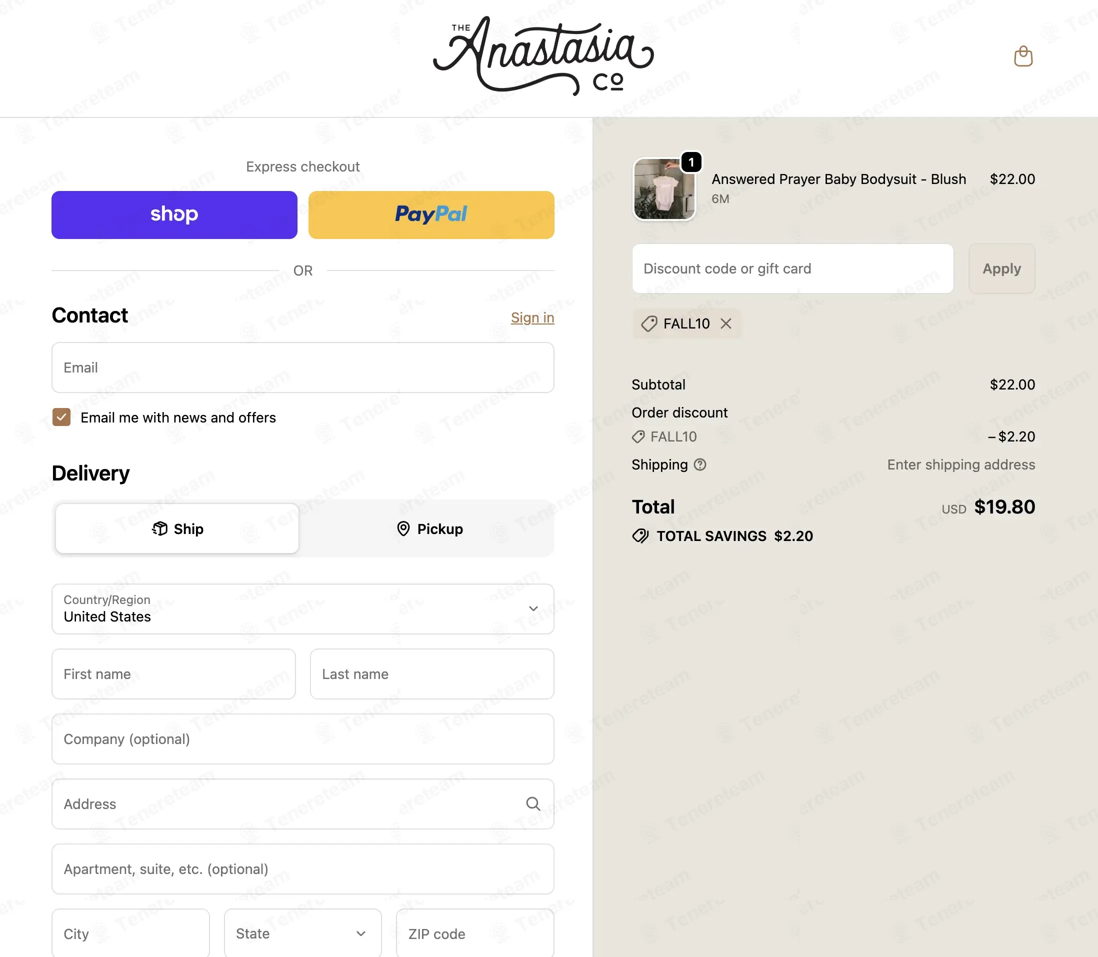 The Anastasia Co coupon code: 10% off with FALL10. Tested and valid as 1 month ago.