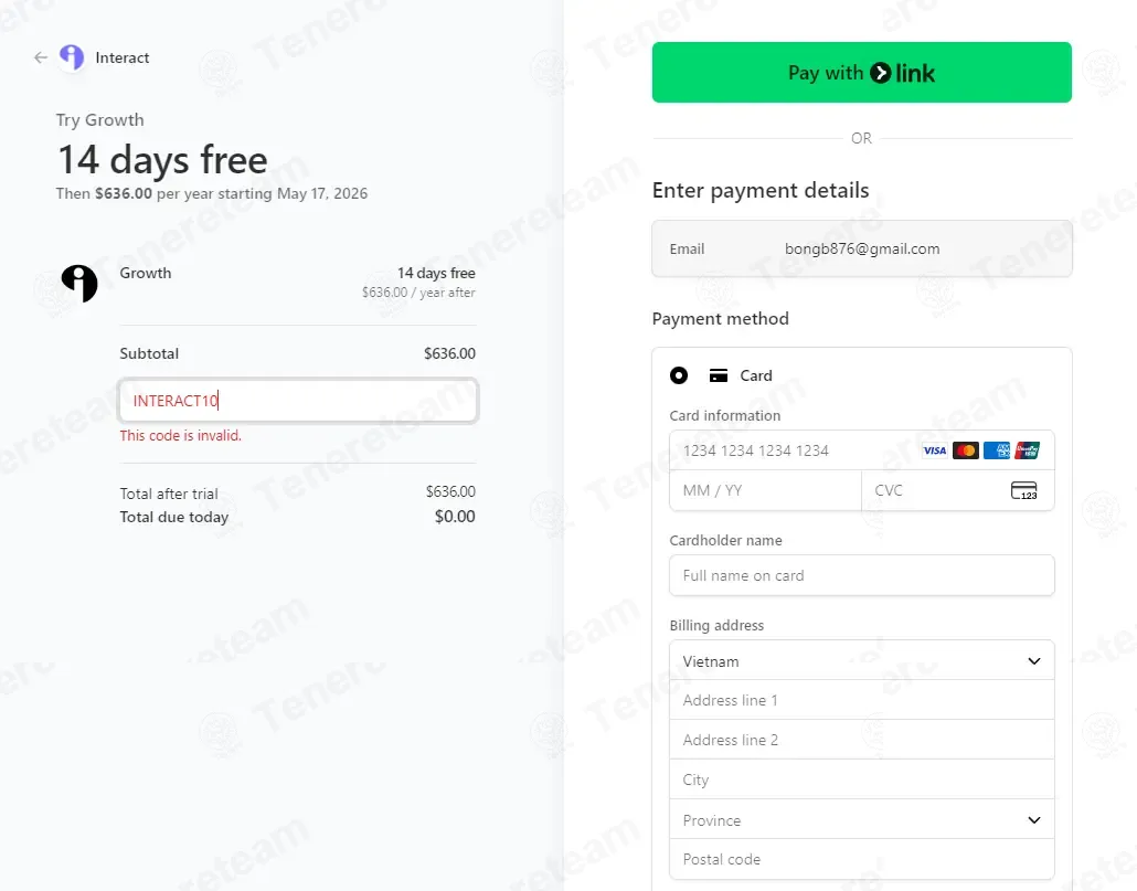 Interact Quiz Maker coupon code: 10% off with INTERACT10. Tested and valid as 1 month ago.