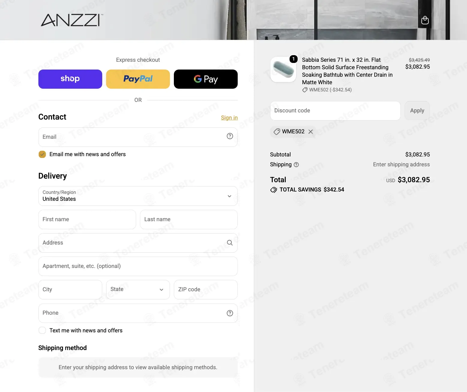 ANZZI coupon code re-checked and confirmed working at checkout
