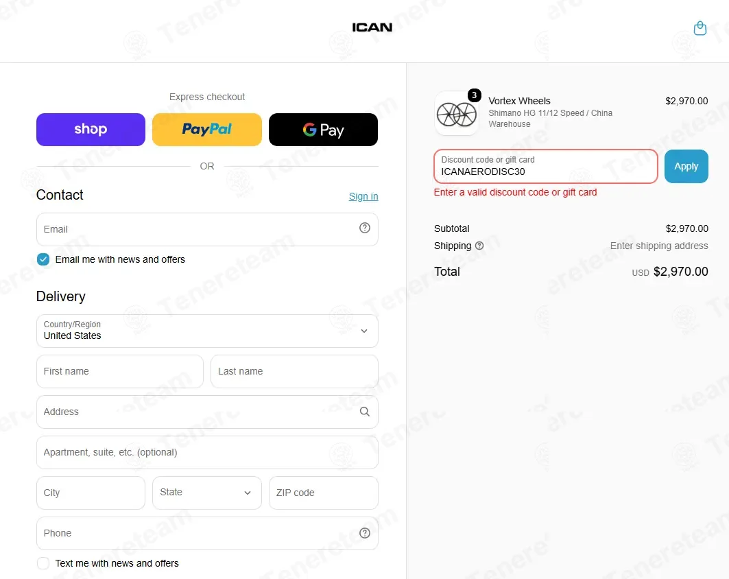 ICAN Wheels coupon code: 30% off with ICANAERODISC30. Tested and valid as 2 weeks ago.