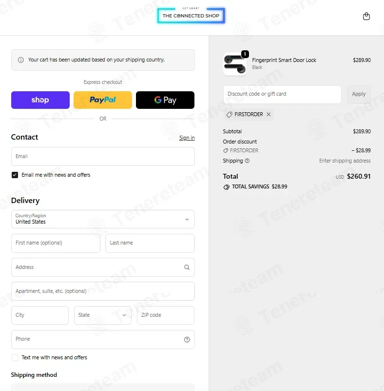 The Connected Shop coupon code: 10% off with FIRSTORDER. Tested and valid as 6 months ago.