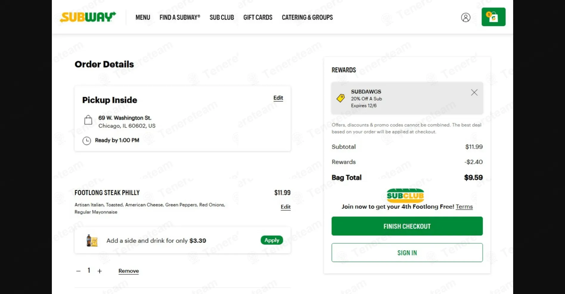 Subway coupon code: Sale off with SUBDAWGS. Tested and valid as 3 weeks ago.
