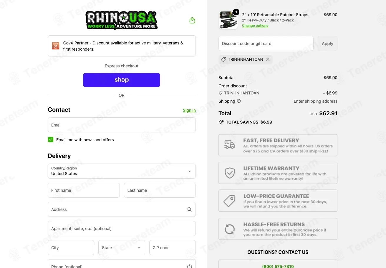 Rhino USA coupon code: 10% off with TRINHNHANTOAN. Tested and valid as 2 months ago.