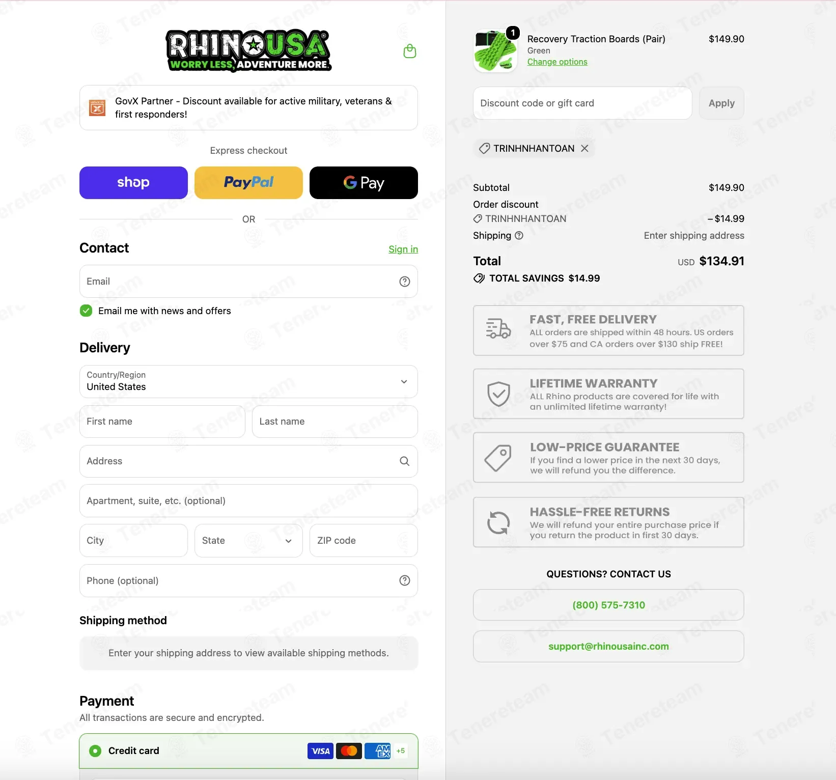 Rhino USA coupon code: 10% off with TRINHNHANTOAN. Tested and valid as 2 months ago.