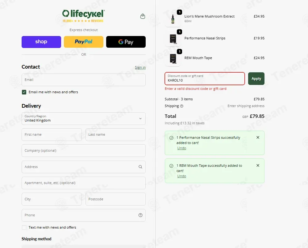 Lifecykel UK coupon code: 10% off with KAROL10. Tested and valid as 4 months ago.