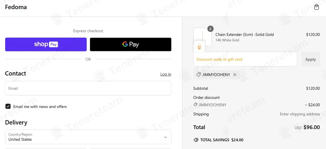 Fedoma Jewellery coupon code: 20% off with JIMMYDOHENY. Tested and valid as 2 weeks ago.