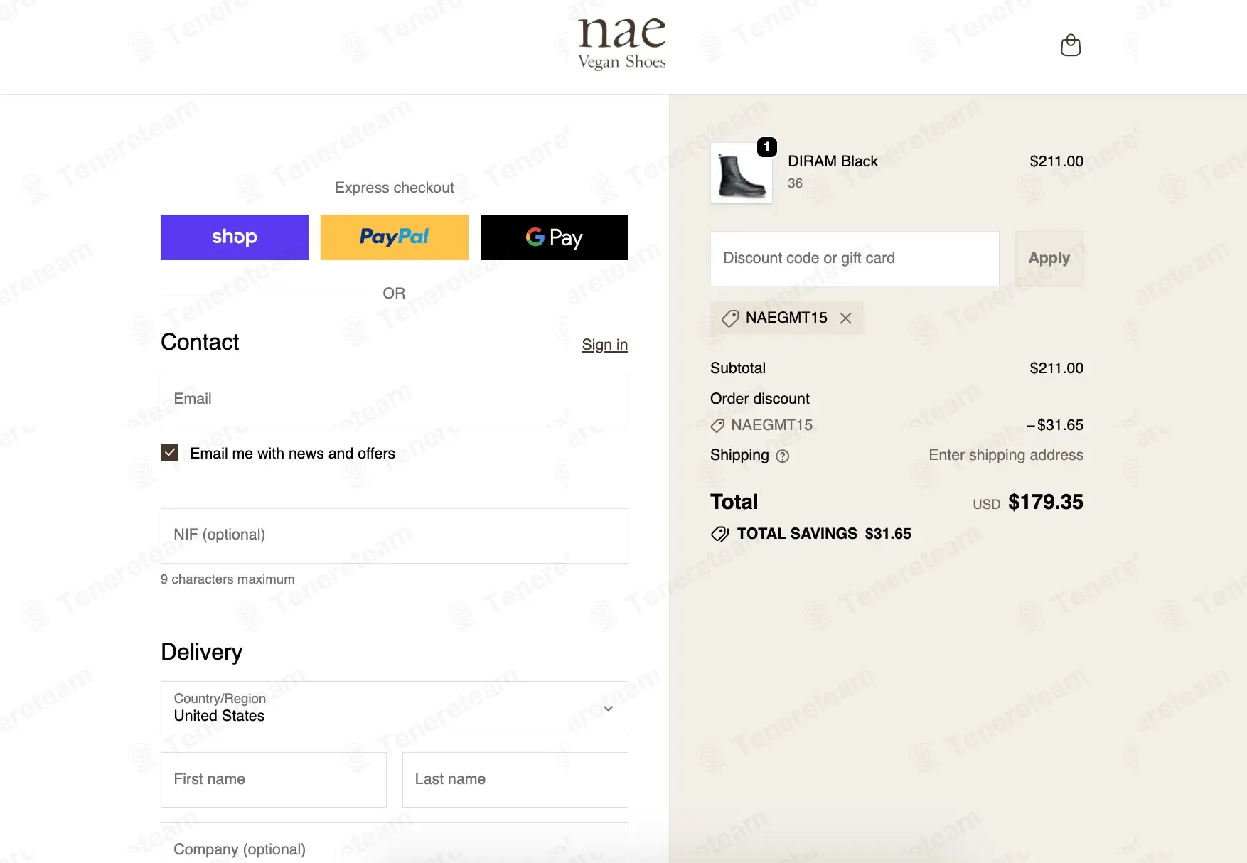 Nae Vegan Shoes coupon code: 15% off with NAEGMT15. Tested and valid as 2 months ago.