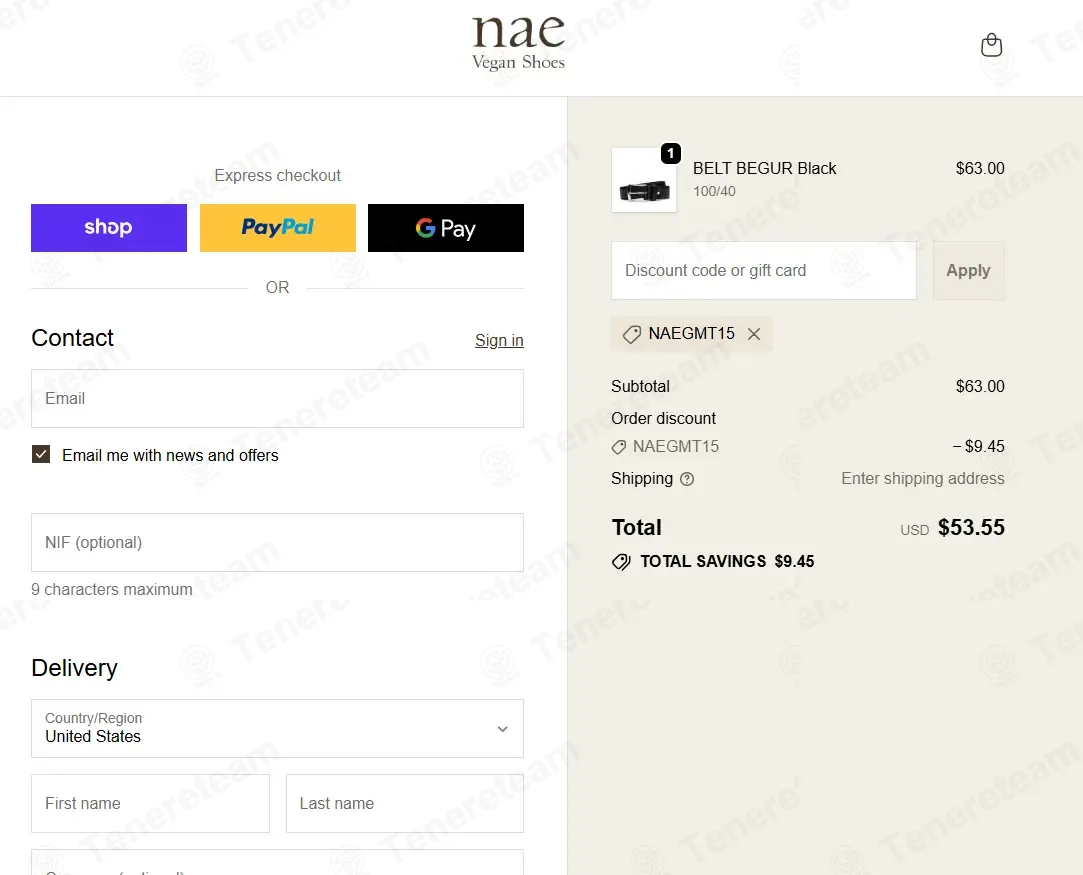 Nae Vegan Shoes coupon code: 15% off with NAEGMT15. Tested and valid as 2 months ago.