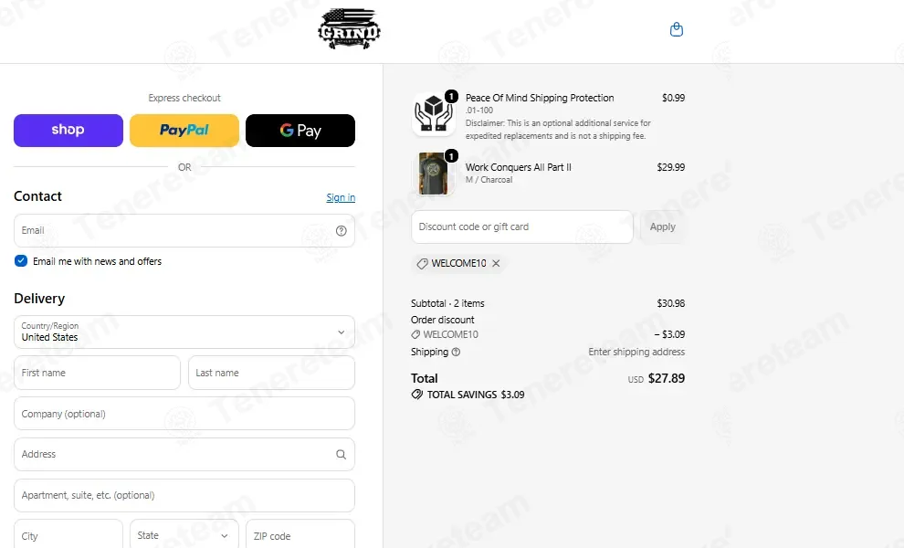 The Grind Athletics coupon code: 10% off with WELCOME10. Tested and valid as 3 weeks ago.