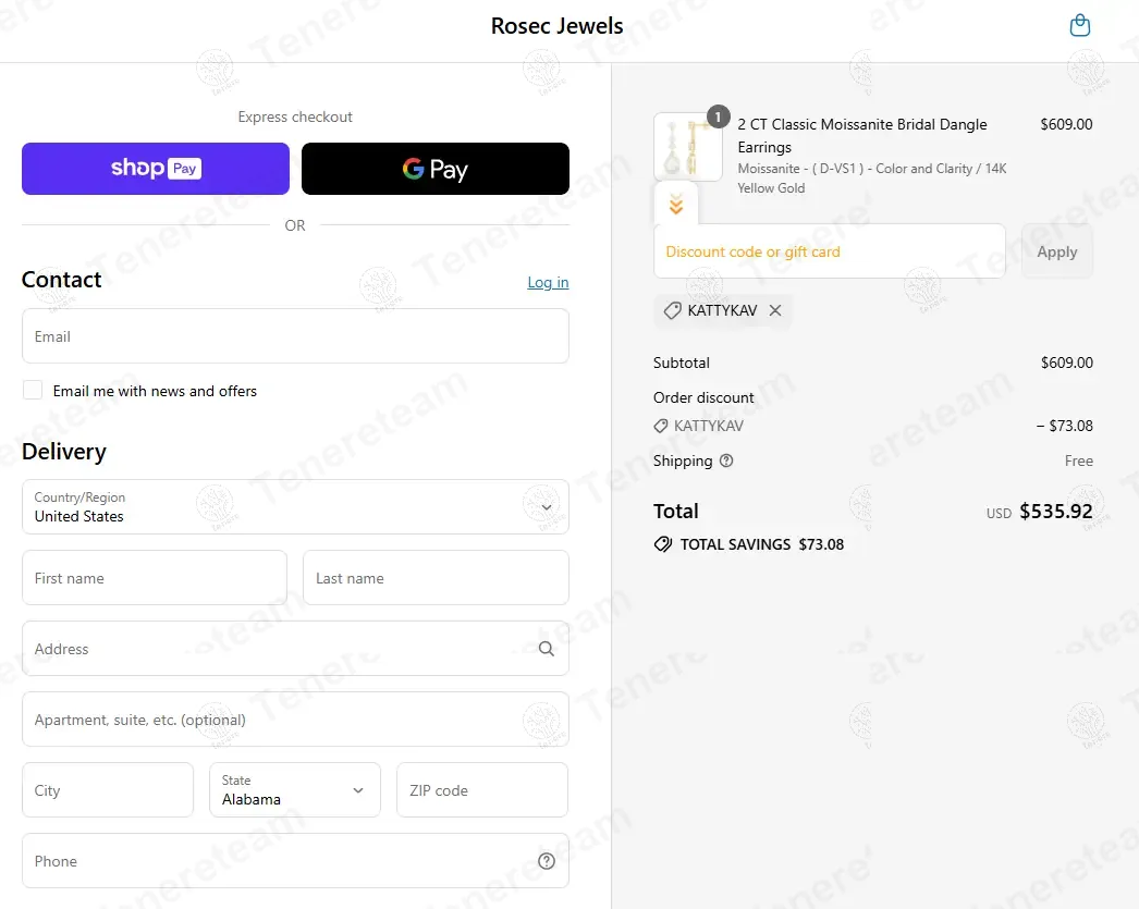 Rosec Jewels coupon code: 12% off with KATTYKAV. Tested and valid as 9 months ago.
