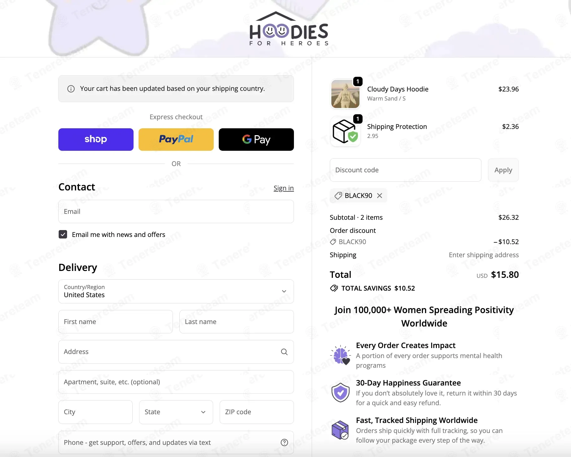 Hoodies For Heroes coupon code: 40% off with BLACK90. Tested and valid as 6 months ago.