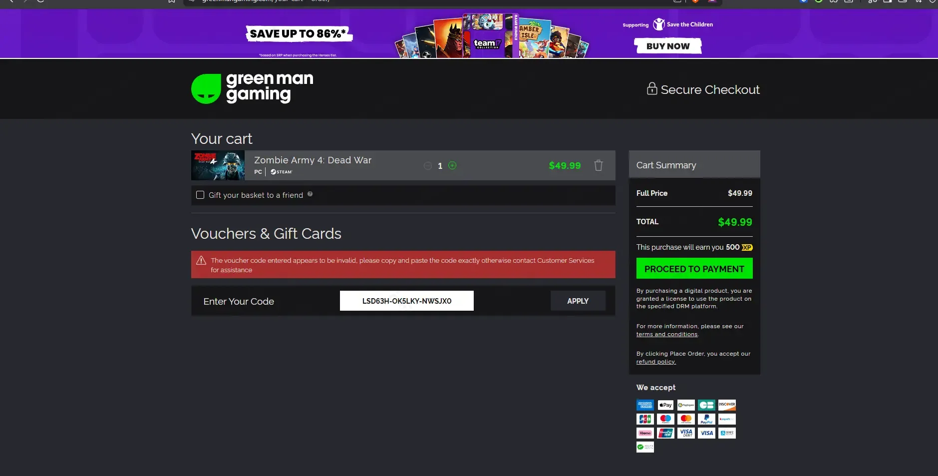 Green Man Gaming coupon code: 15% off with LSD63H-OK5LKY-NWSJX0. Tested and valid as 2 months ago.
