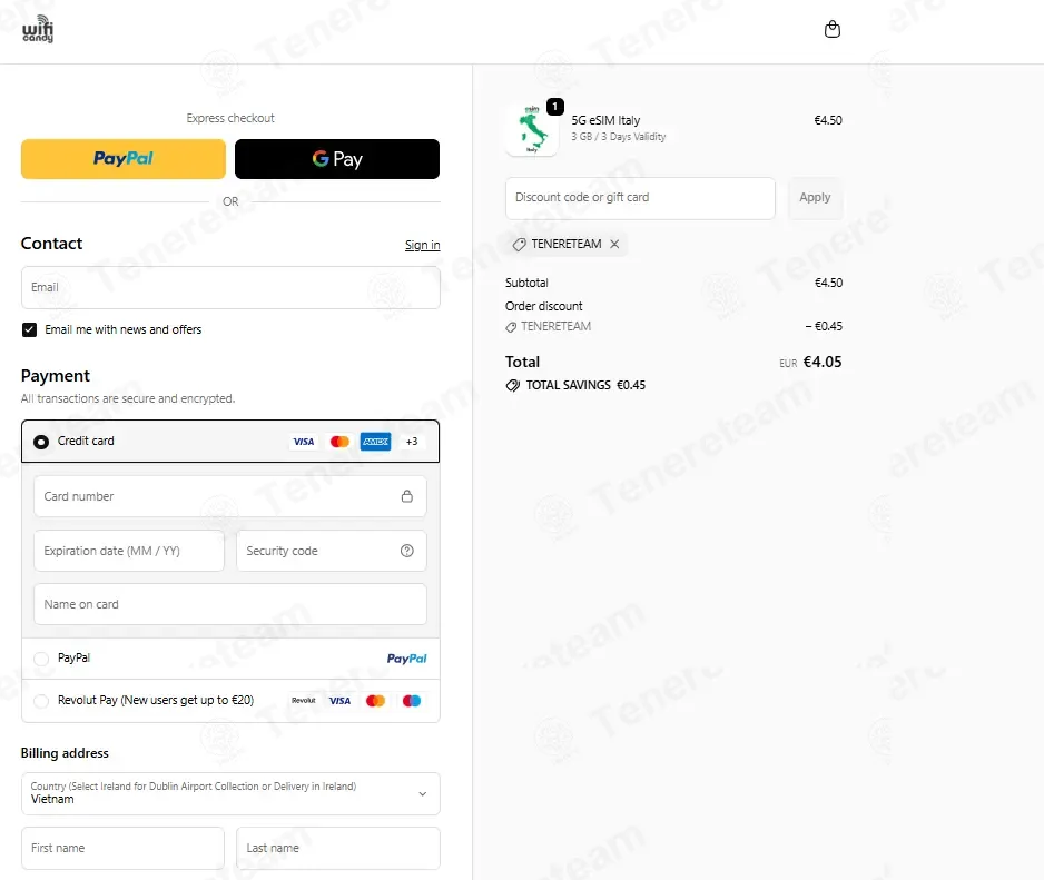 WiFi Candy coupon code: 10% off with TENERETEAM. Tested and valid as 1 month ago.