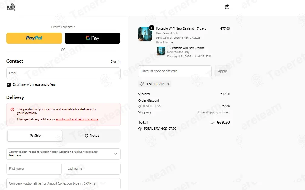WiFi Candy coupon code: 10% off with TENERETEAM. Tested and valid as 1 month ago.