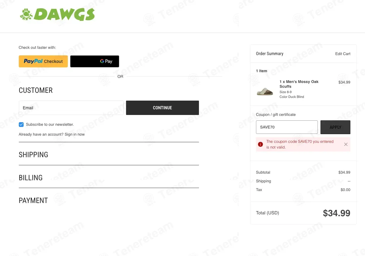 Dawgs USA coupon code: 70% off with SAVE70. Tested and valid as 4 months ago.