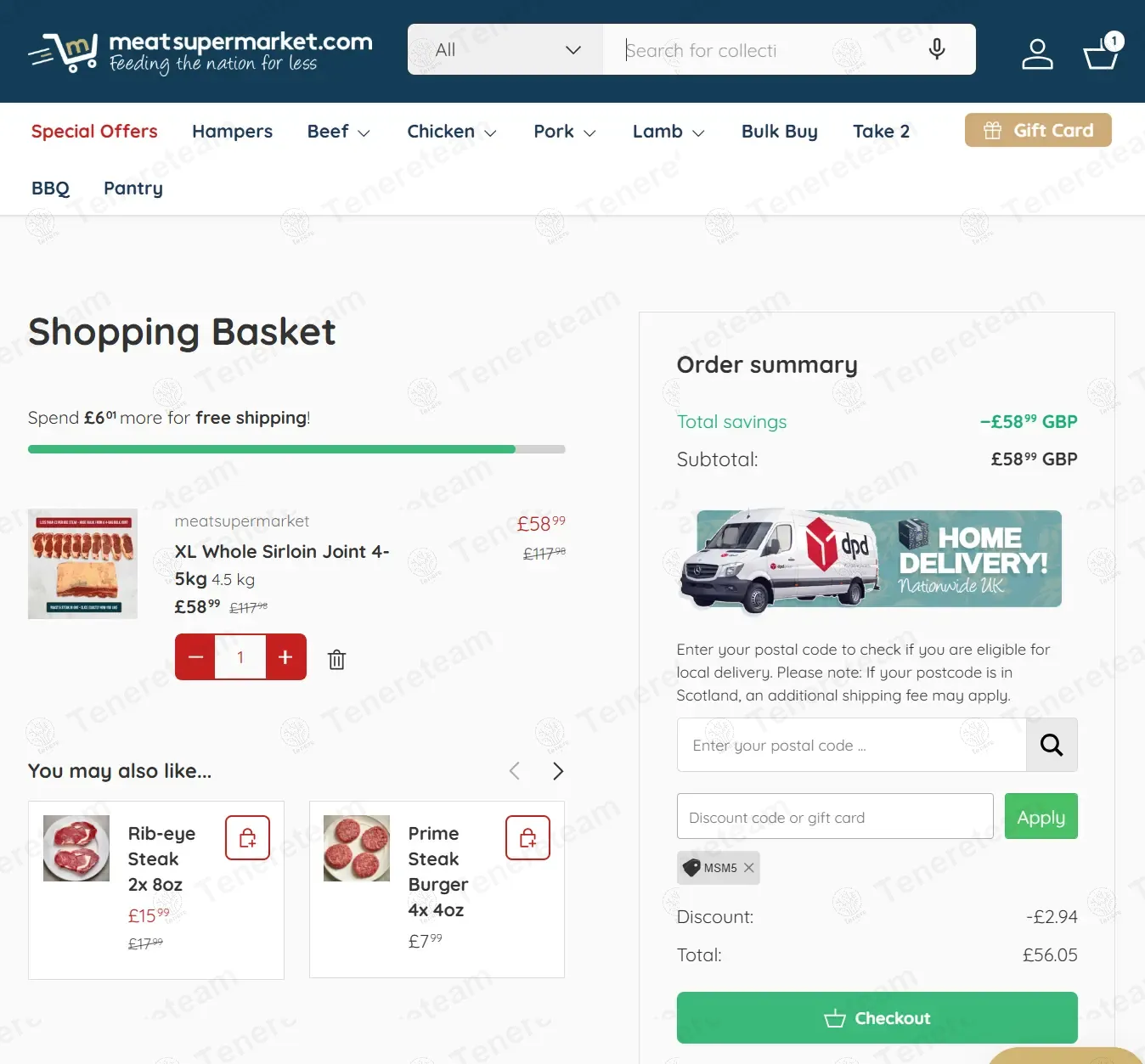 Meat Supermarket coupon code: 5% off with MSM5. Tested and valid as 8 months ago.