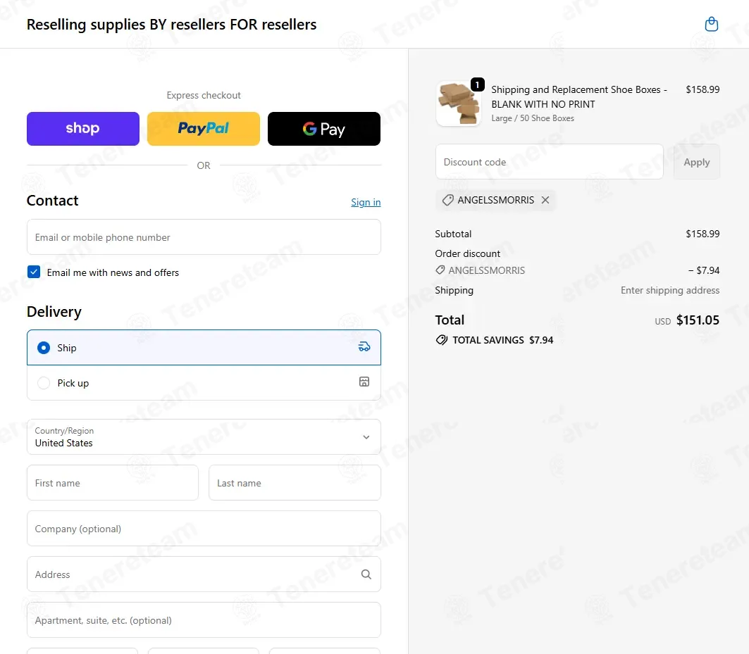 Reselling Supplies coupon code: 5% off with ANGELSSMORRIS. Tested and valid as 1 month ago.