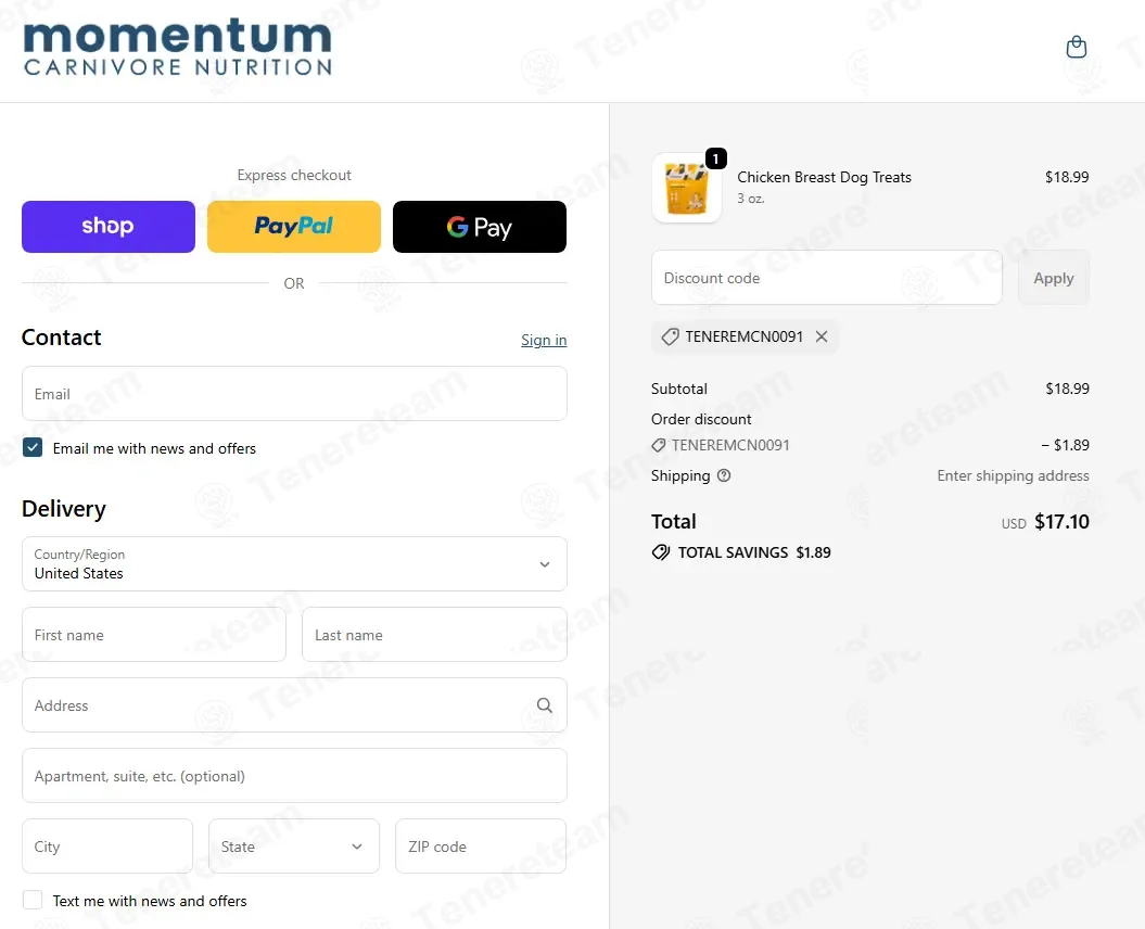 Momentum CN coupon code: 10% off with TENEREMCN0091. Tested and valid as 1 month ago.