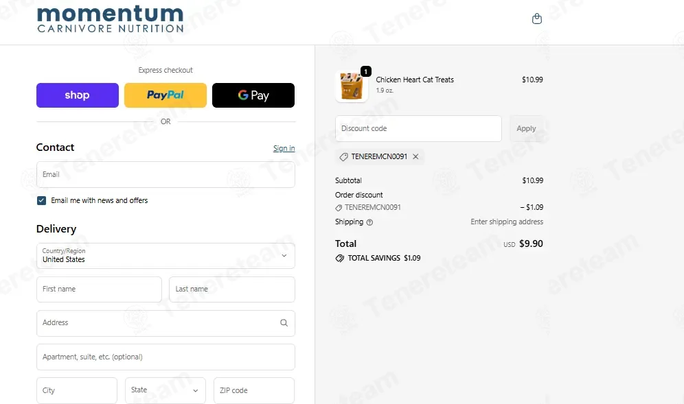 Momentum CN coupon code: 10% off with TENEREMCN0091. Tested and valid as 1 month ago.