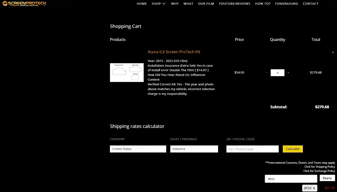 Screen ProTech coupon code: 15% off with BF24. Tested and valid as 1 month ago.