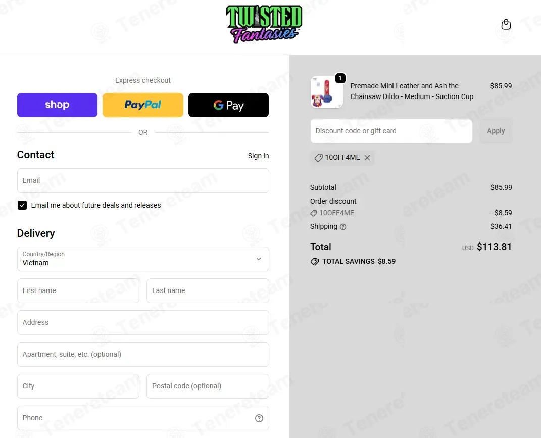 Twisted Fantasies coupon code: 10% off with 10OFF4ME. Tested and valid as 5 days ago.