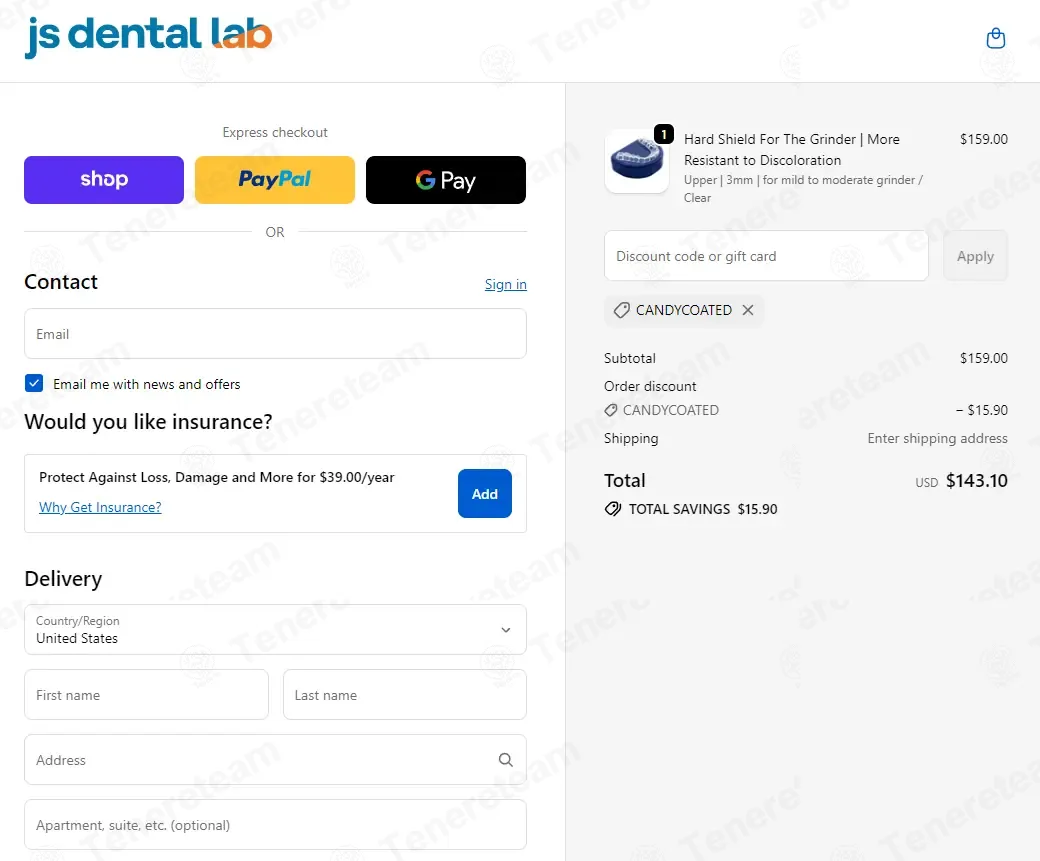 JS Dental Lab coupon code: 10% off with CANDYCOATED. Tested and valid as 2 weeks ago.