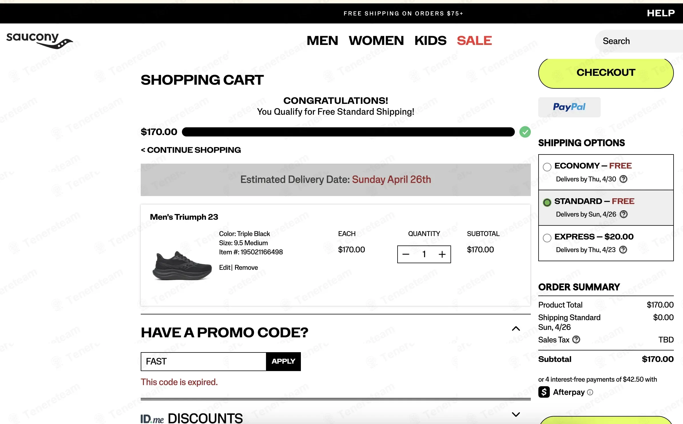 Saucony coupon code: $20 off with FAST. Tested and valid as 1 month ago.