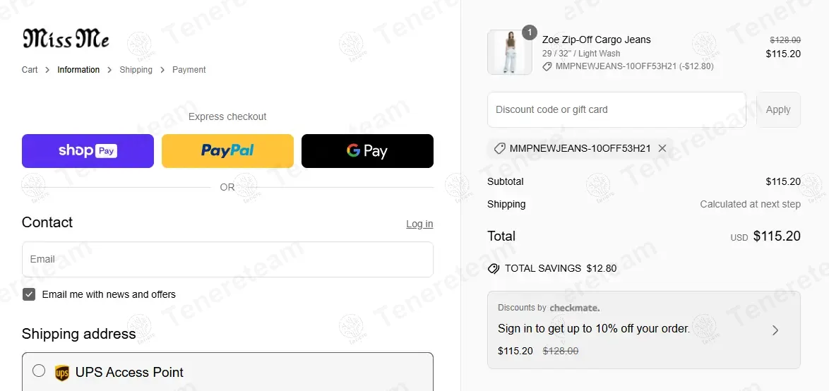 Miss Me apply coupon code