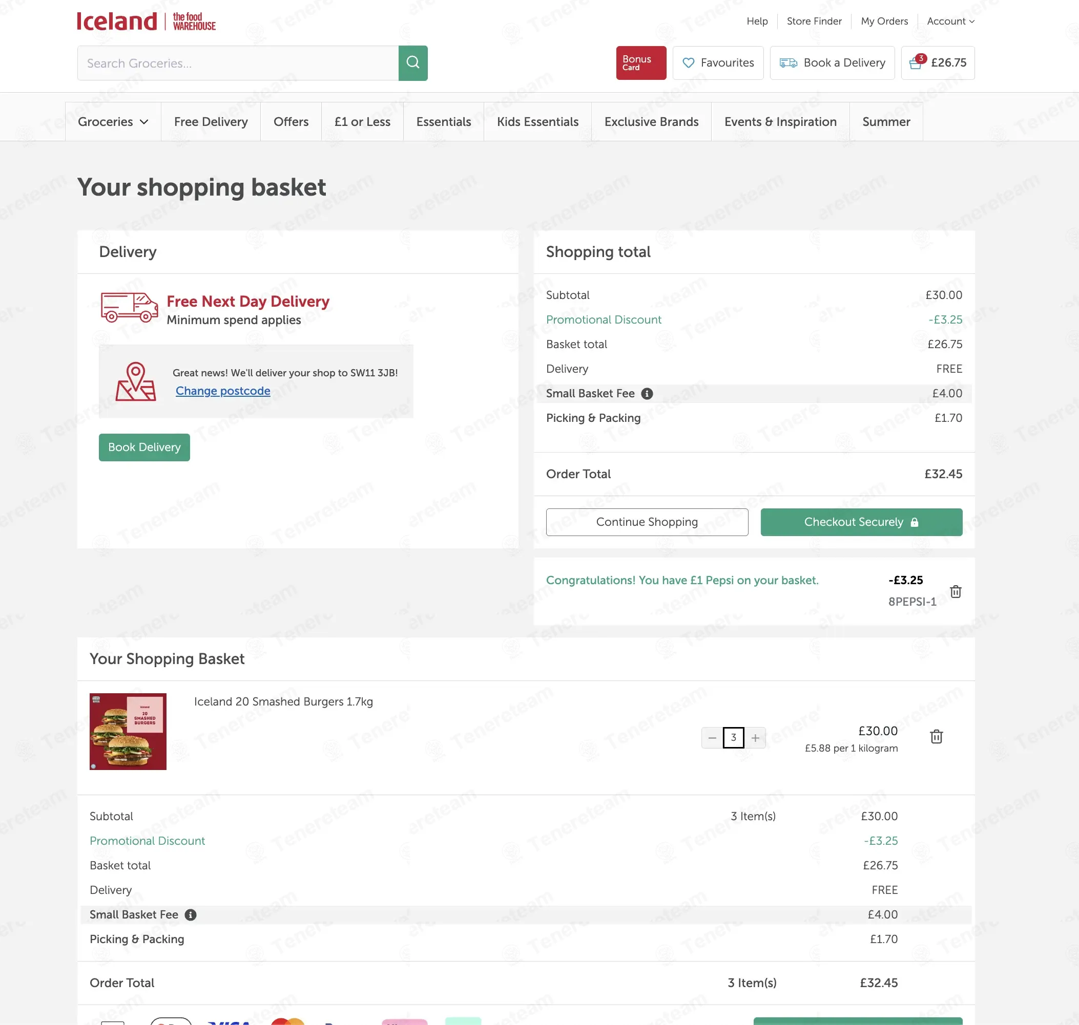 Iceland UK coupon code: 11% off with 8PEPSI-1. Tested and valid as 4 months ago.