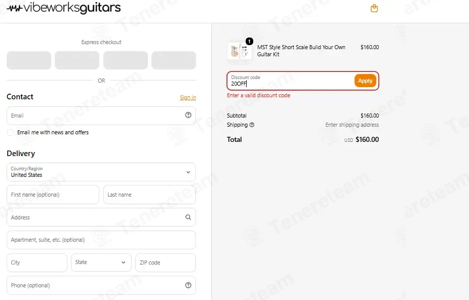 Vibe Works Guitars coupon code: $20 off with 20OFF. Tested and valid as 1 week ago.