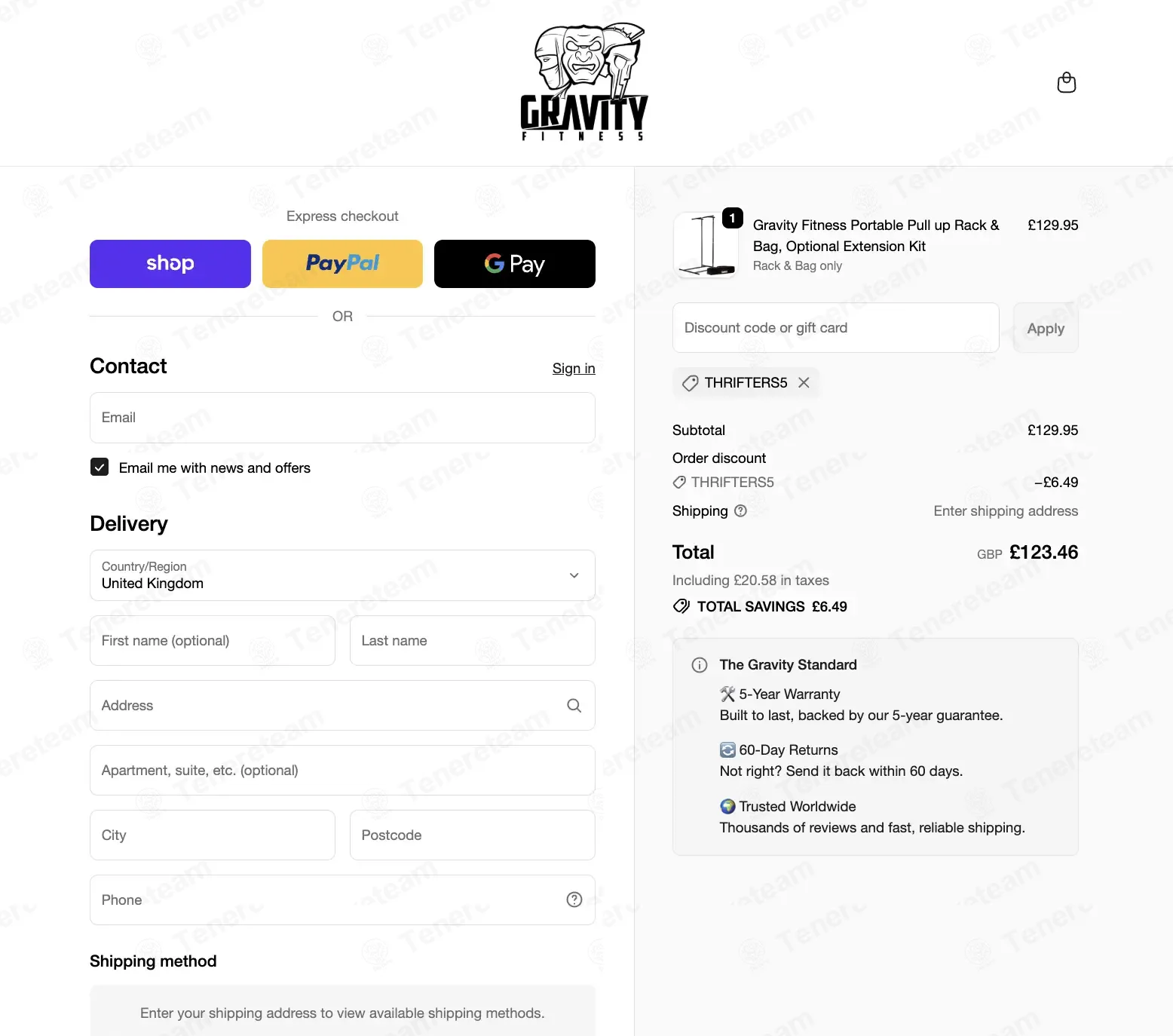 Gravity Fitness coupon code: 5% off with THRIFTERS5. Tested and valid as 2 weeks ago.