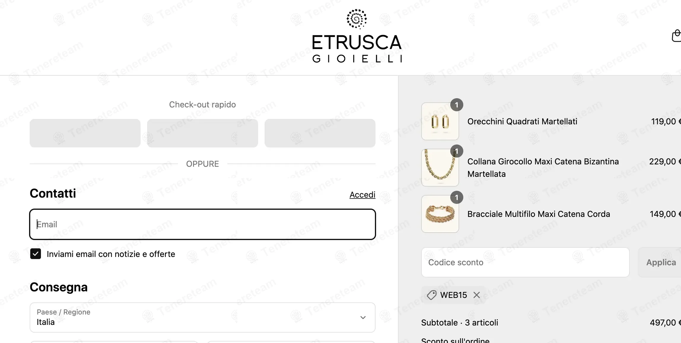 Etruscagioielli coupon code: 15% off with WEB15. Tested and valid as 1 year ago.