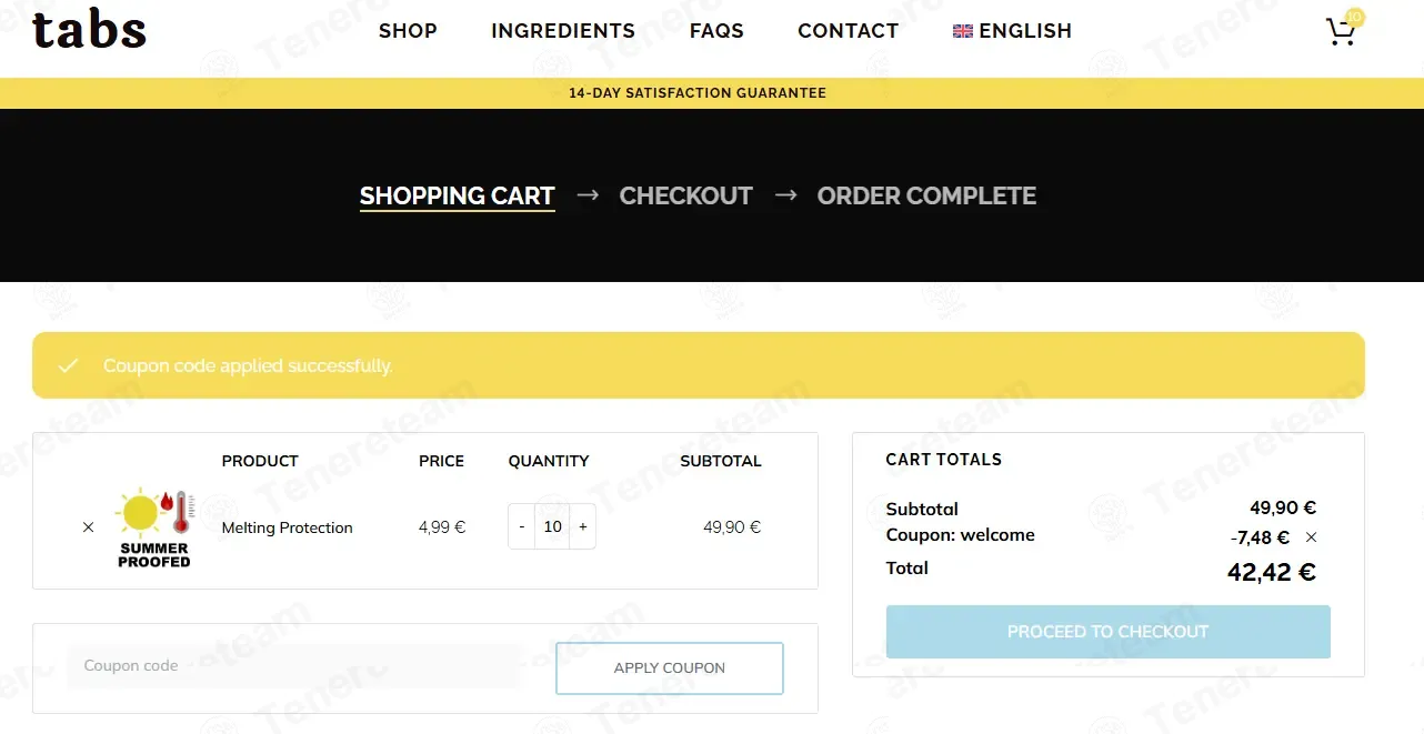 Tabs Chocolate EU coupon code: 15% off with WELCOME. Tested and valid as 1 week ago.