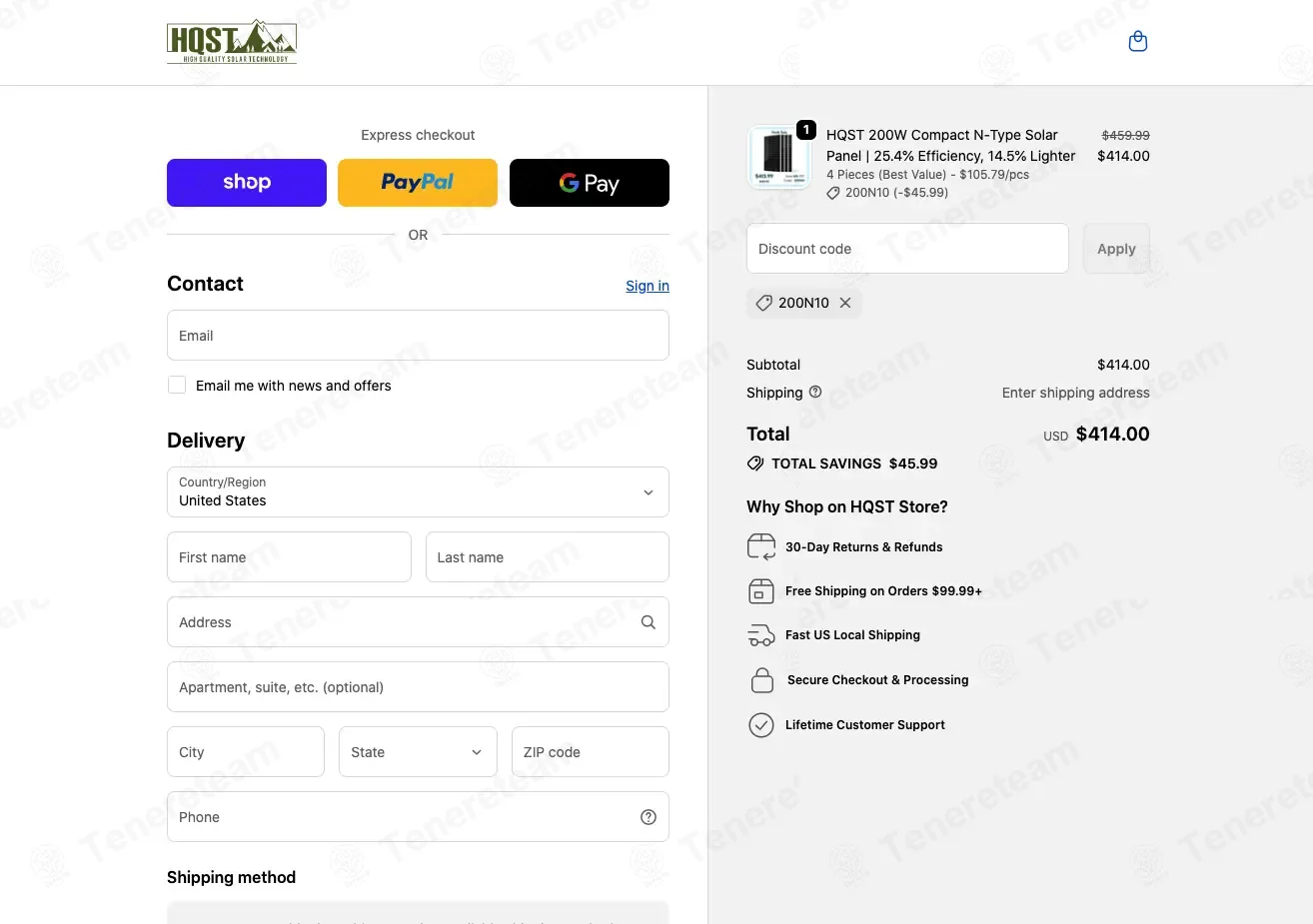 Hqst Solar Power coupon code re-checked and confirmed working at checkout