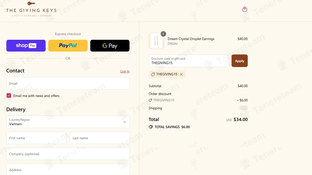 The Giving Keys coupon code: 15% off with THEGIVING15. Tested and valid as 9 months ago.