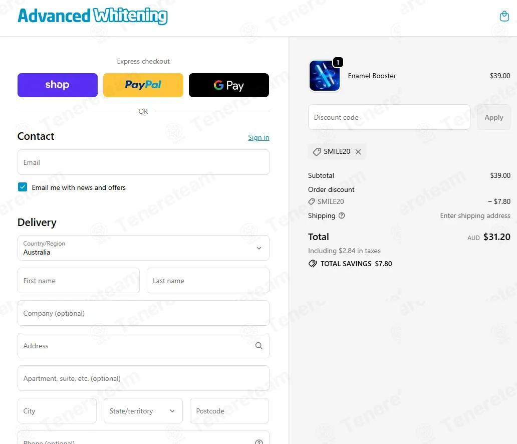 Advance Whitening coupon code: 20% off with SMILE20. Tested and valid as 1 day ago.