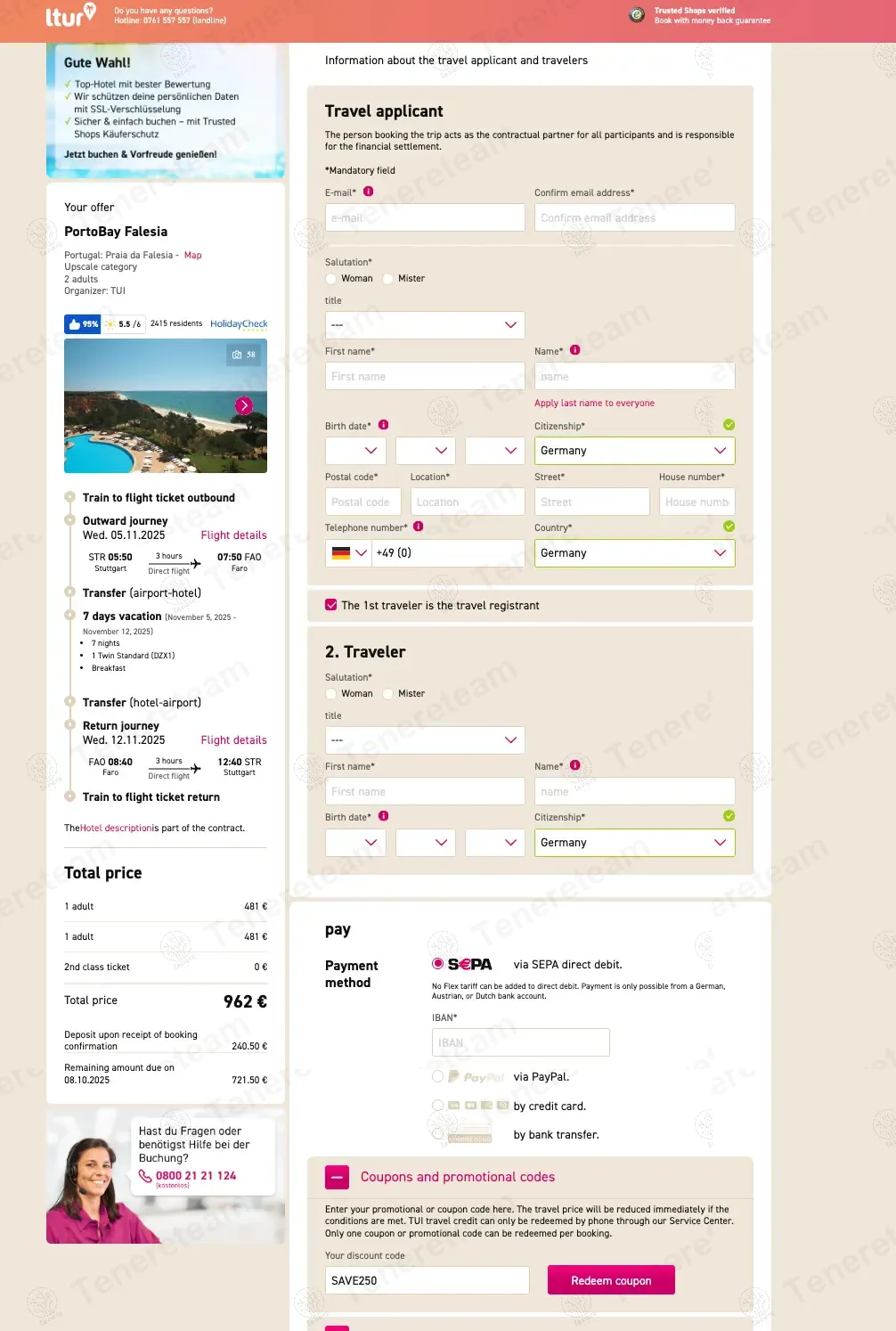 Ltur coupon code: 25% off with SAVE250. Tested and valid as 11 months ago.