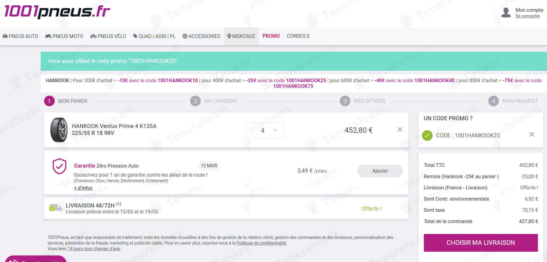 1001pneus FR coupon code: €25 off with 1001HANKOOK25. Tested and valid as 1 year ago.