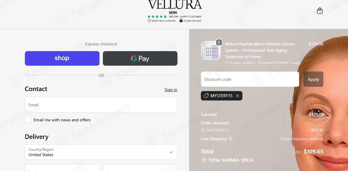 Vellura Skin apply coupon code