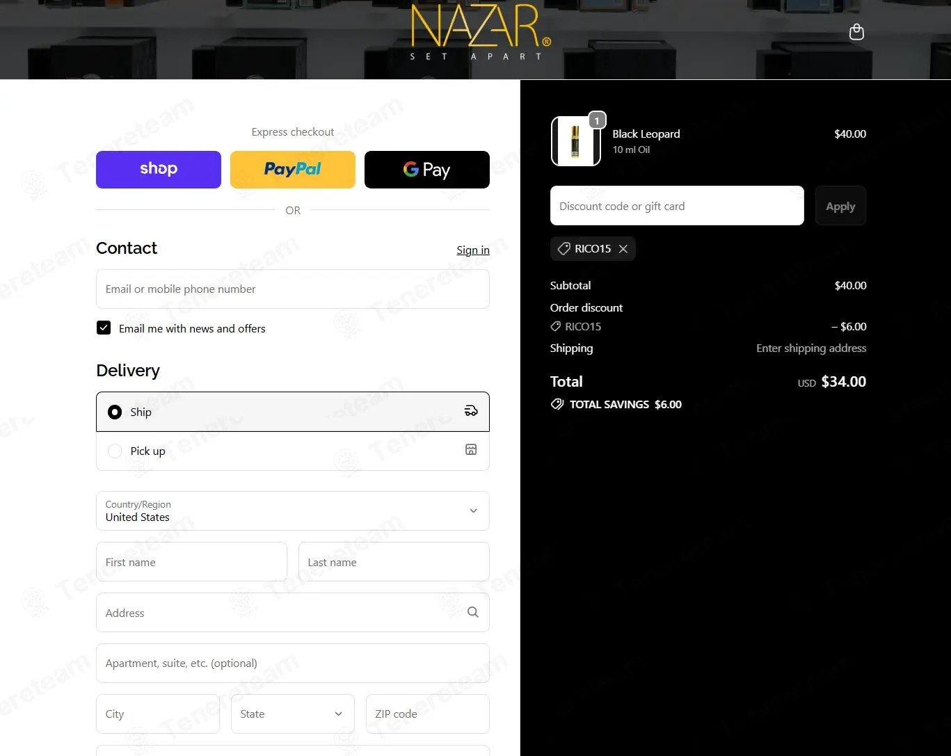 Nazar Fragrances coupon code: 15% off with rico15. Tested and valid as 1 month ago.