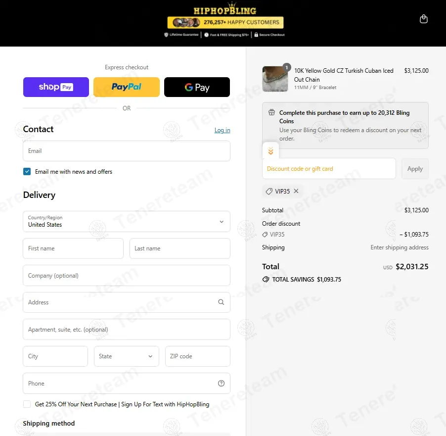 Hip Hop Bling coupon code: 35% off with VIP35. Tested and valid as 10 months ago.