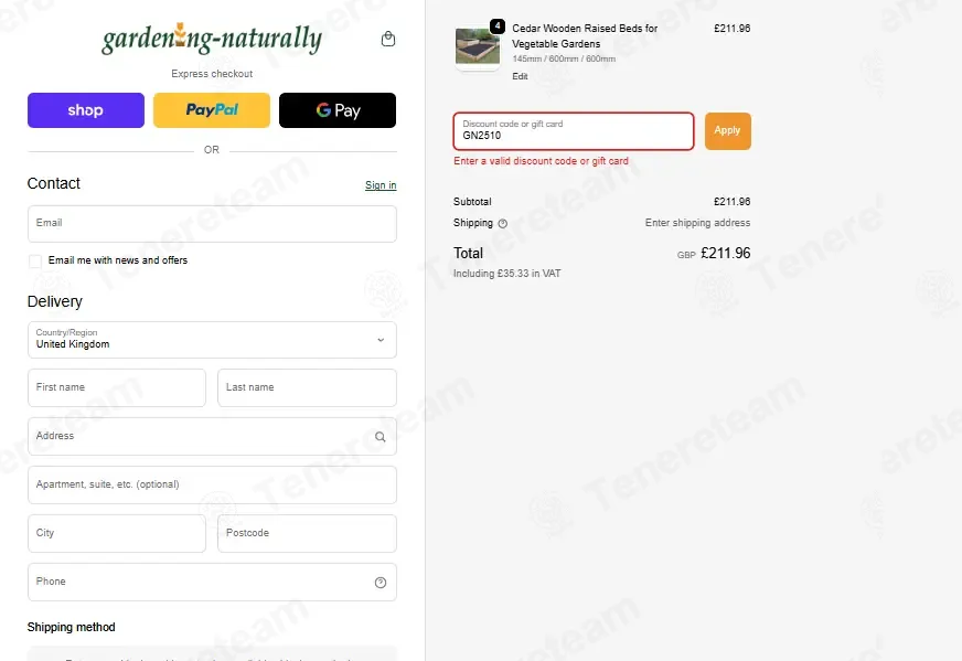 Gardening Naturally coupon code: 10% off with GN2510. Tested and valid as 2 weeks ago.
