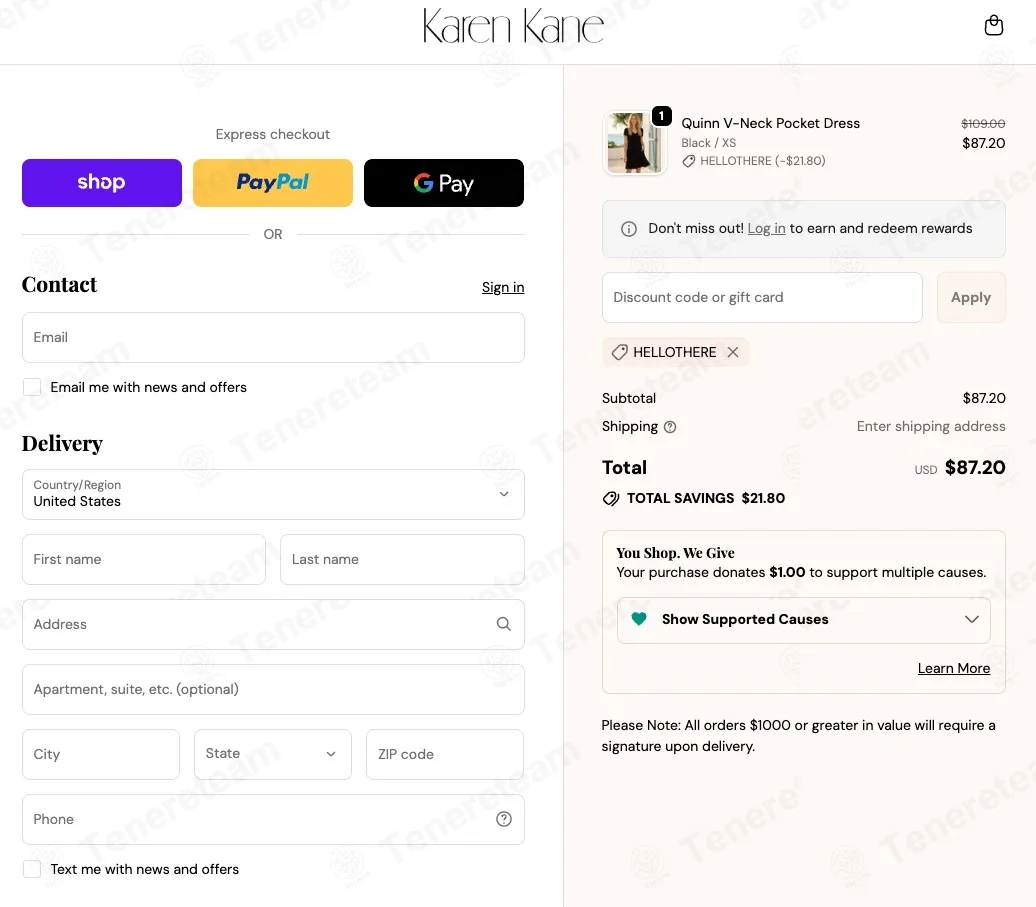 Karen Kane coupon code: 20% off with HELLOTHERE. Tested and valid as 3 months ago.