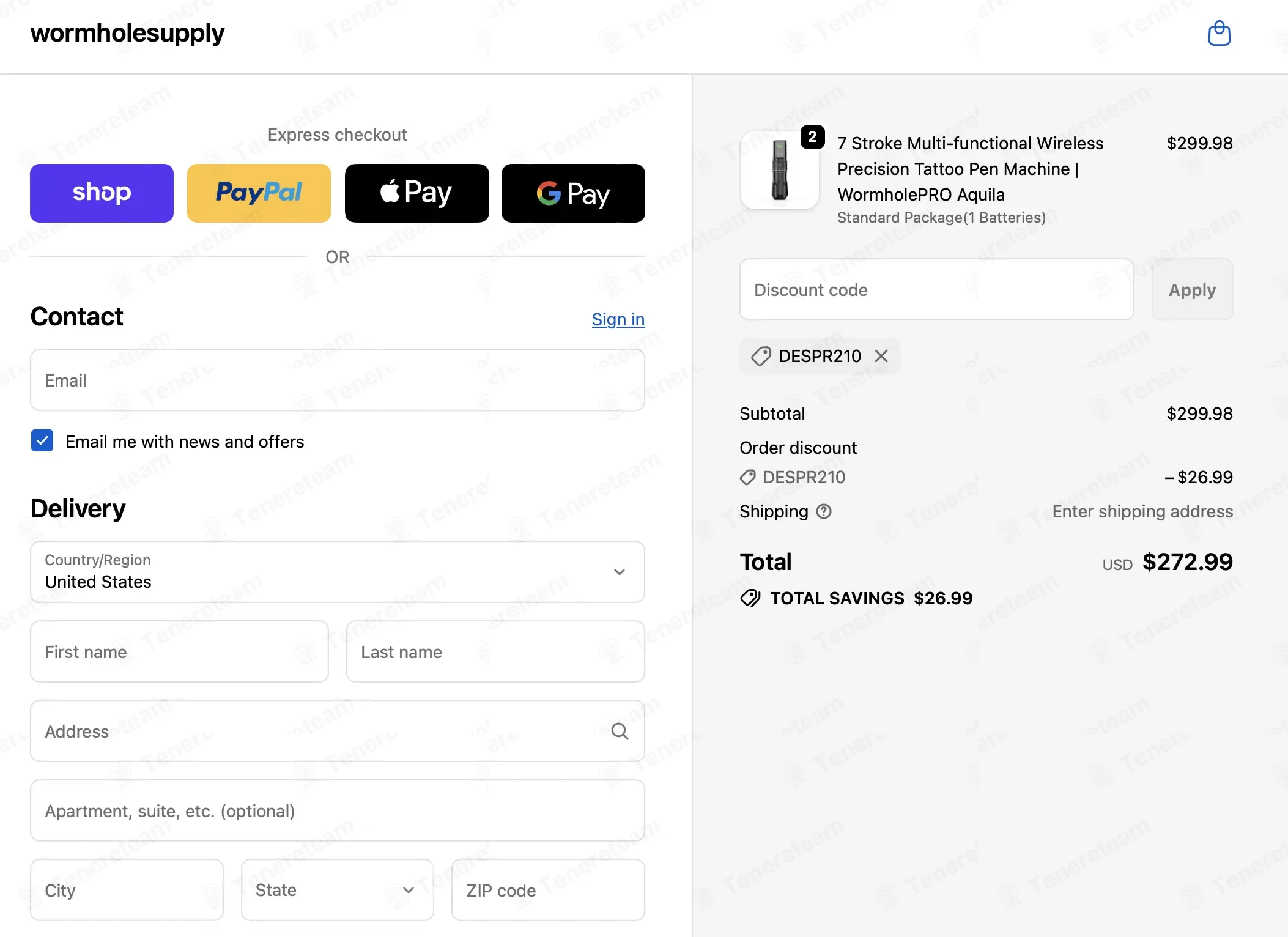 Wormhole Tattoo coupon code: 9% off with DESPR210. Tested and valid as 5 days ago.