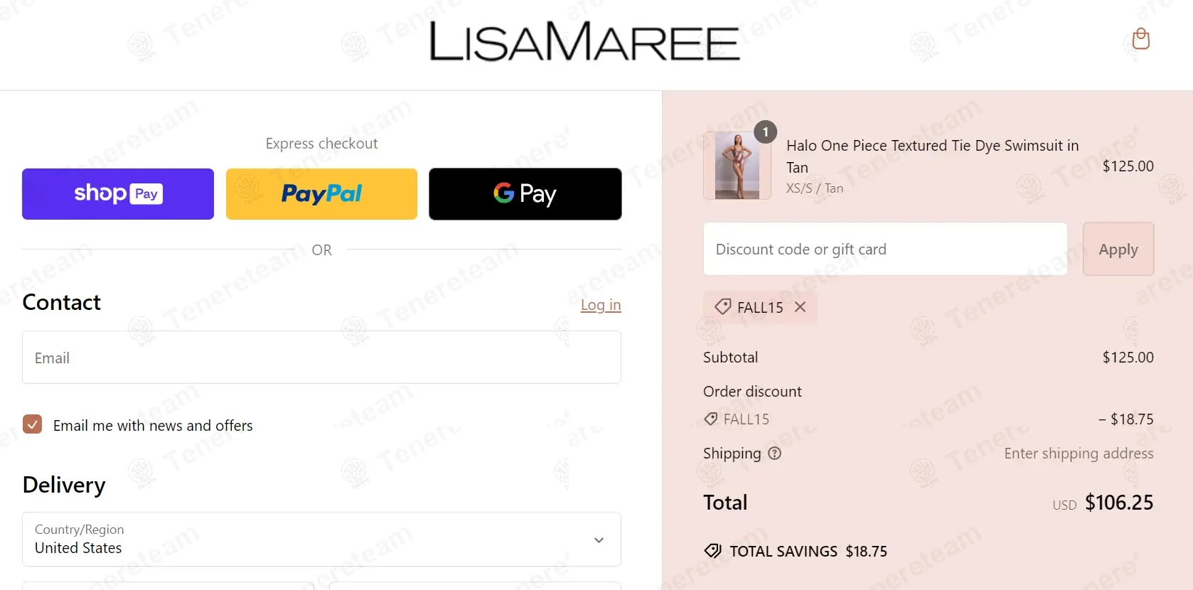 Lisa Maree coupon code: 15% off with fall15. Tested and valid as 1 year ago.