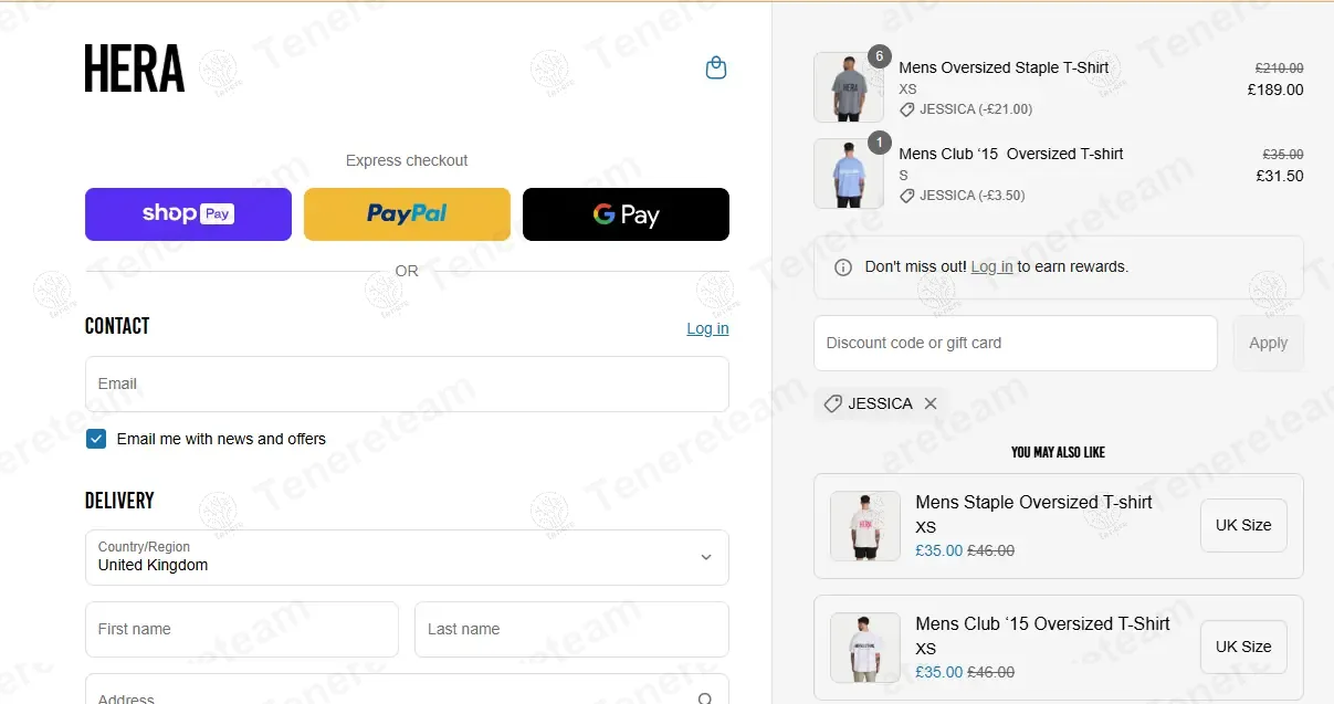HERA Clothing coupon code: 10% off with jessica. Tested and valid as 1 year ago.