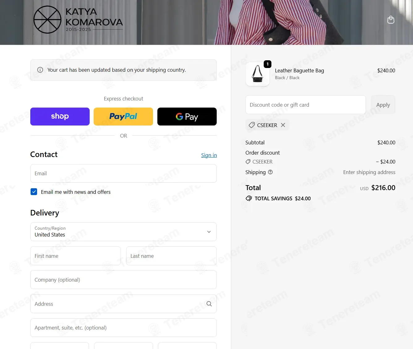 Katya Komarova coupon code: 10% off with CSEEKER. Tested and valid as 5 days ago.
